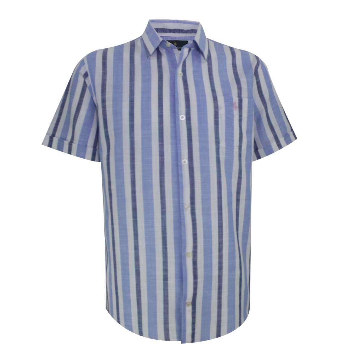 Camisa Manga Corta A Rayas Azul Polo Club Para Caballero Sears