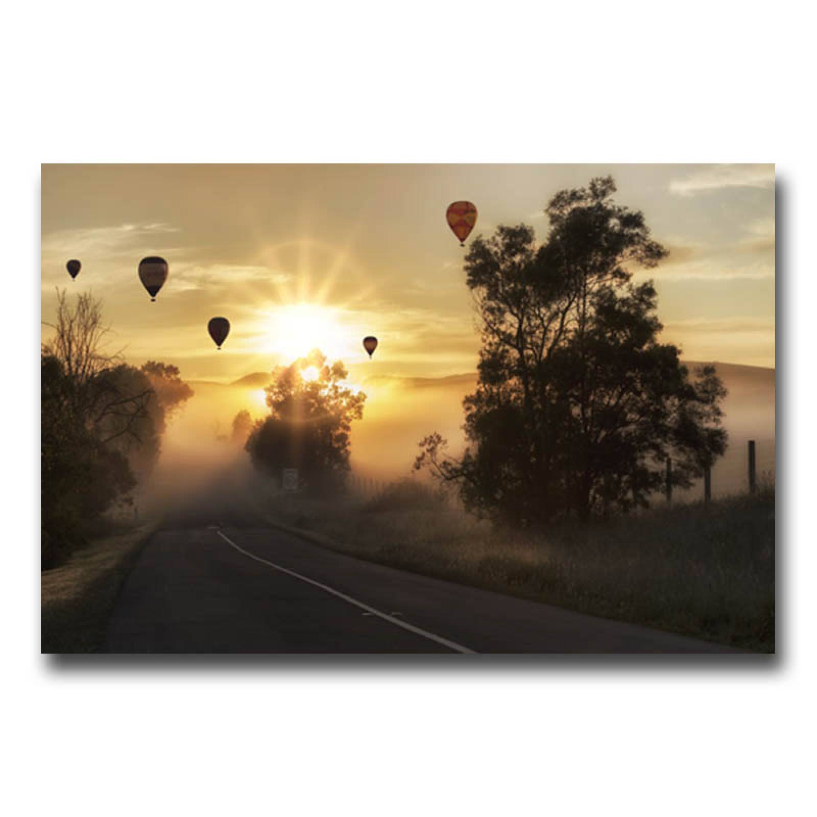 Cuadro decorativo canvas atardecer con globos aerostáticos Sears