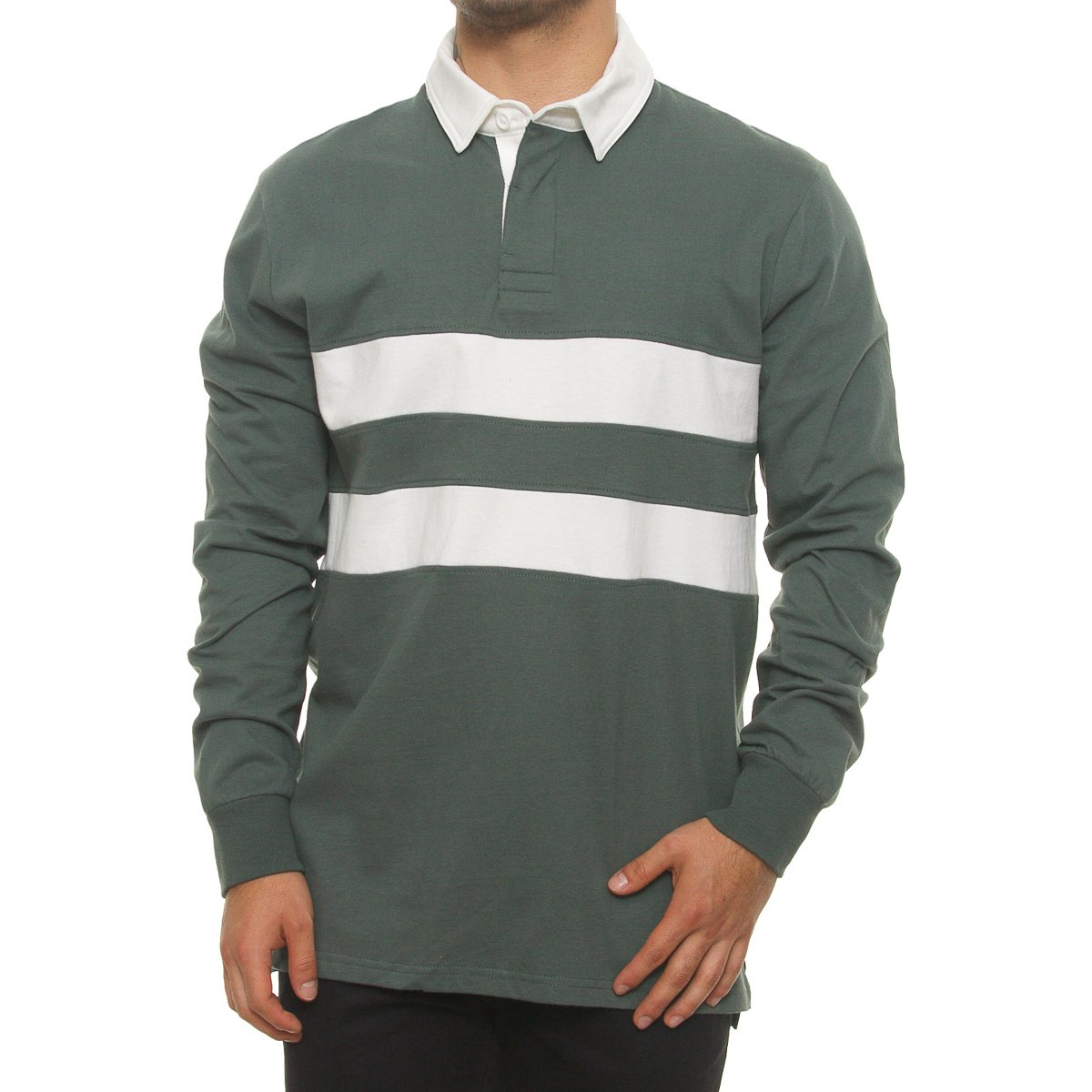 Playera Polo Rugby Manga Larga para Hombre Jeanious