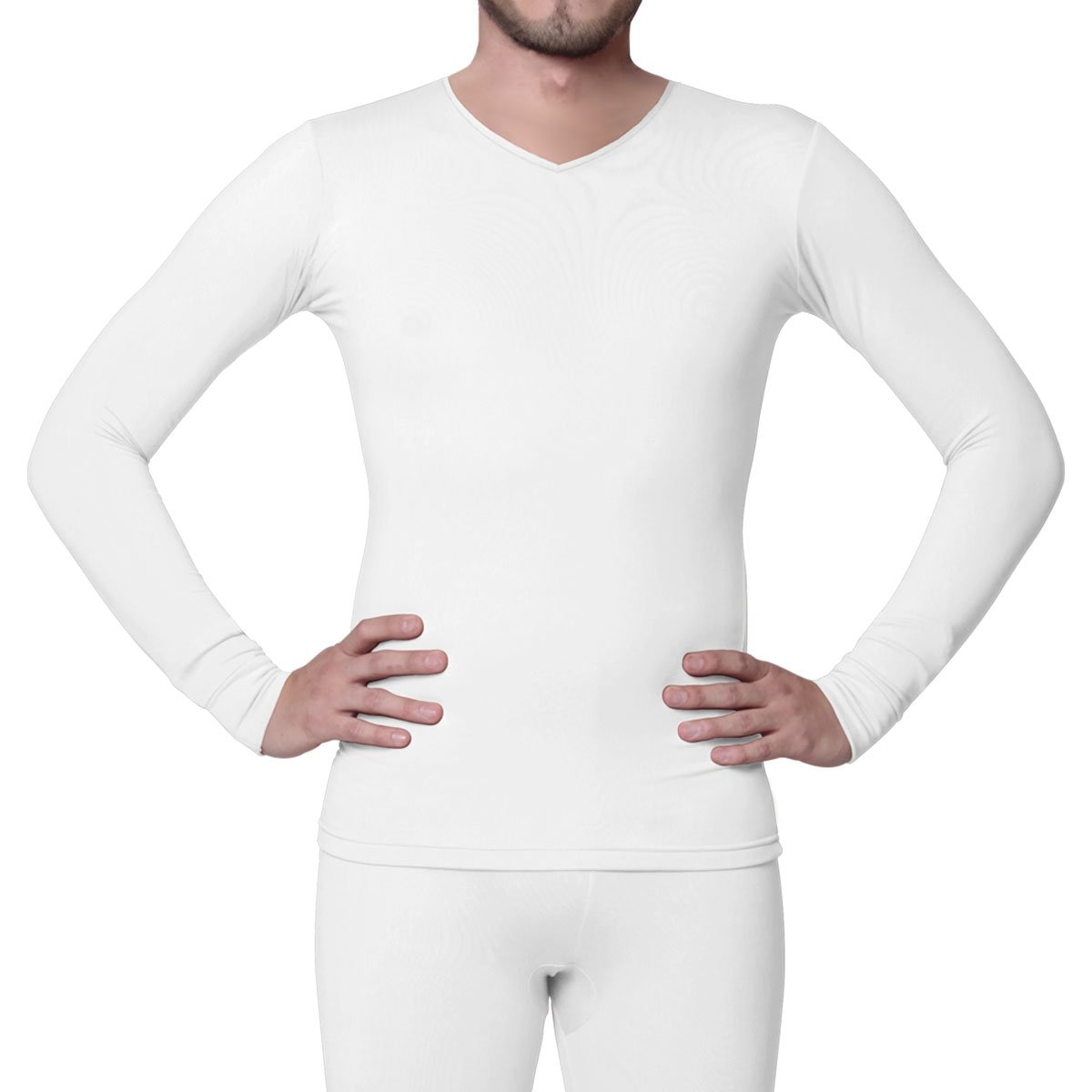 Ropa interior térmica extra cálida de 0.45 tog para hombre, camiseta de  manga larga (XXL, pecho 47-49 pulgadas) (blanco), Blanco