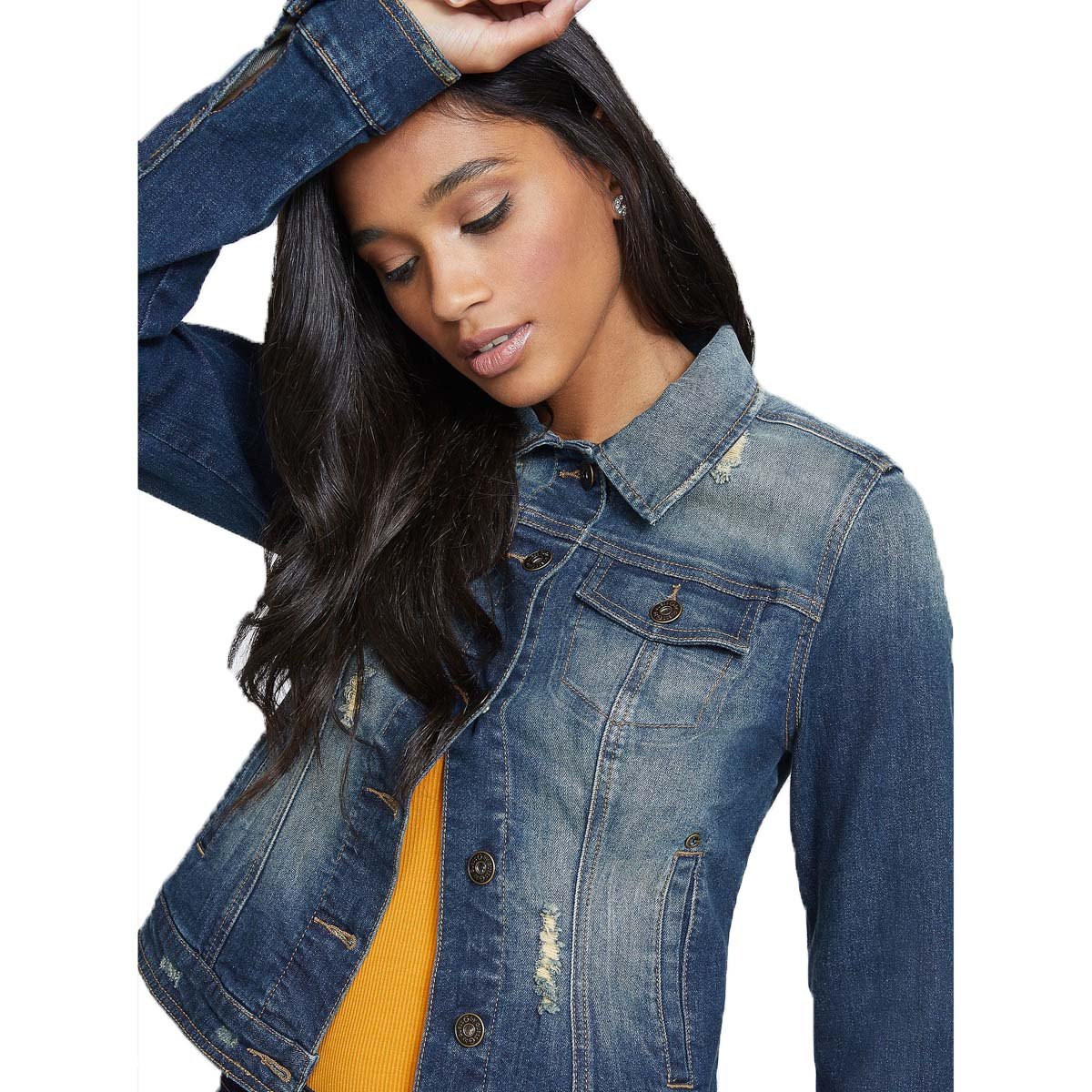 Denim Jacket Chamarra Guess Mezclilla Chamarra G By Guess Para Dama
