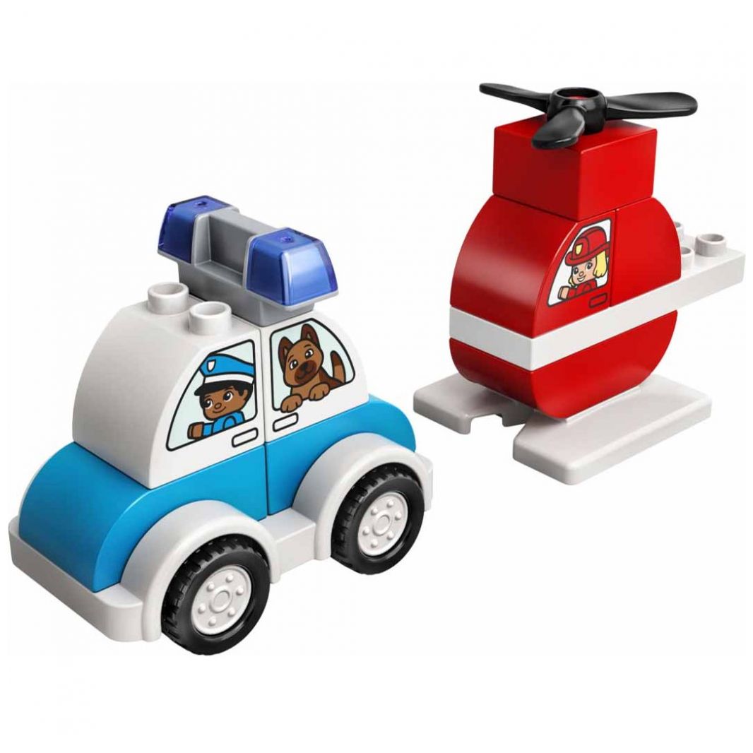 Helicóptero de Bomberos Y Auto de Policía Lego Duplo