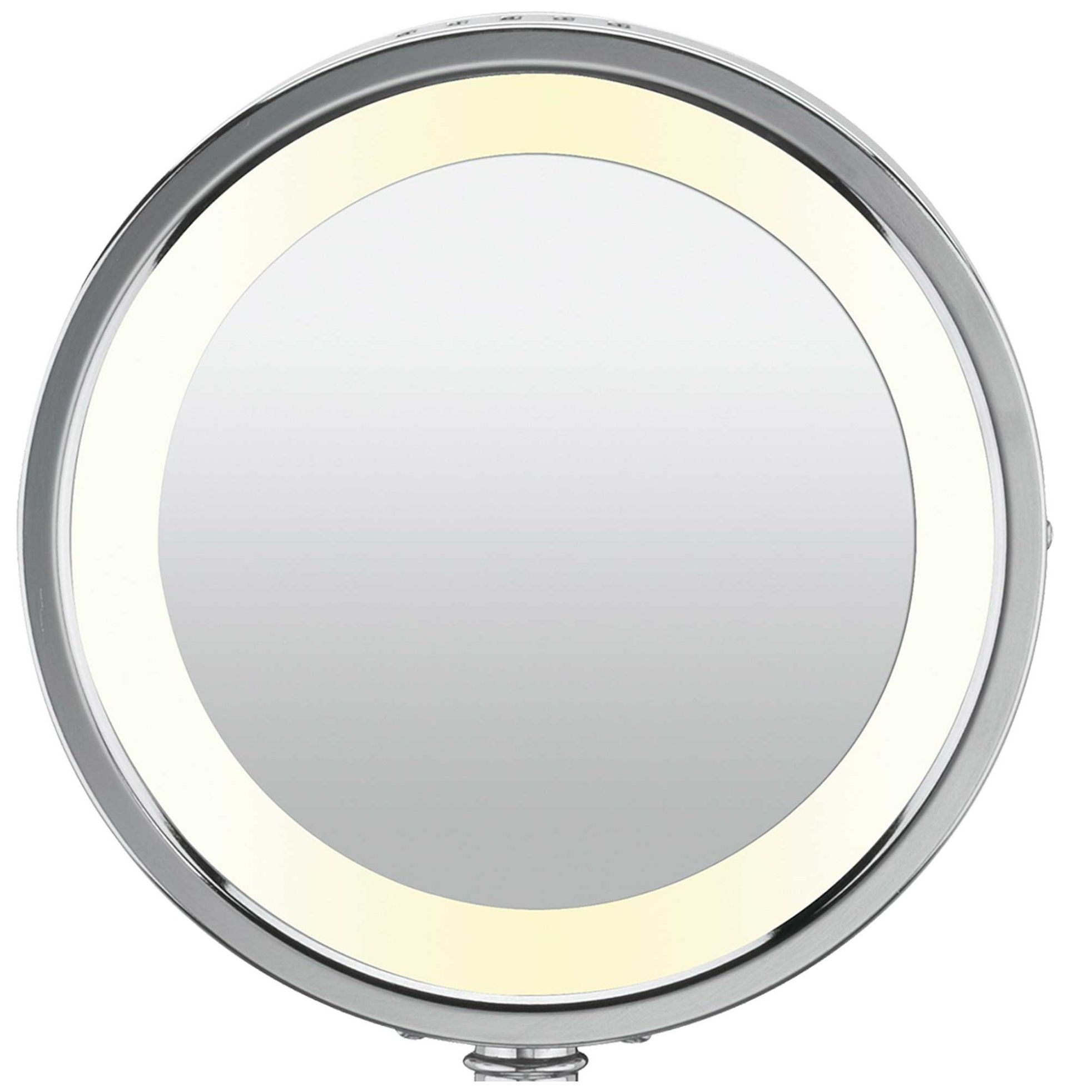 Espejo de maquillaje de 1x/10x con luz LED, en cromo pulido