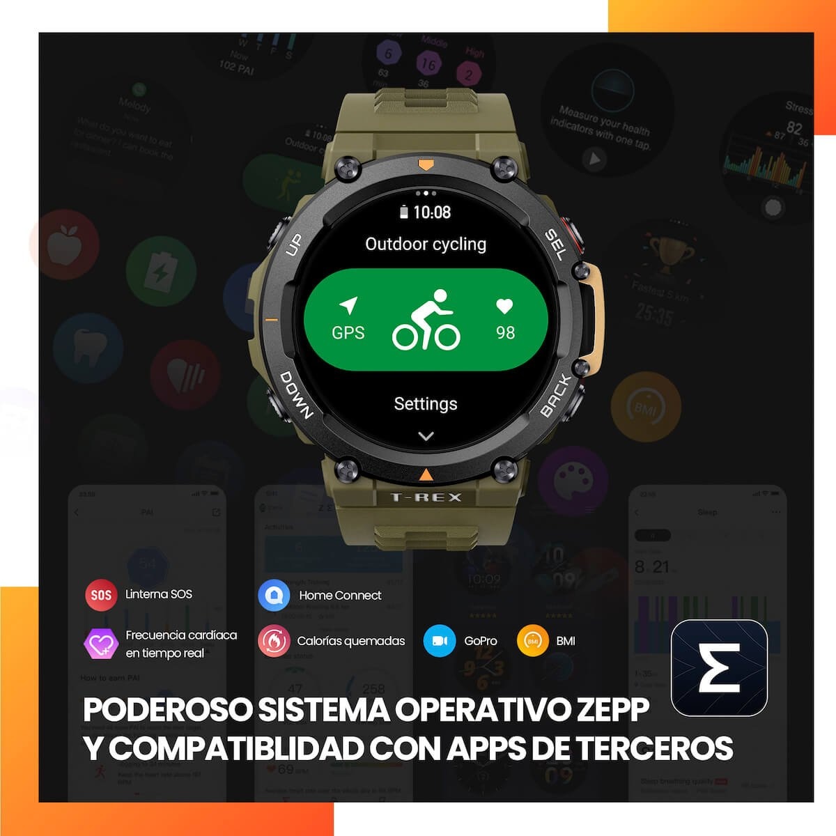Amazfit Smartwatch Beige Desierto Trex 2 con Gps