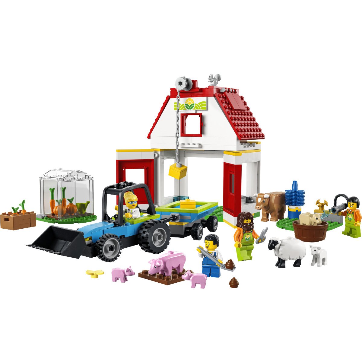Juego de 32 piezas de granja para niños pequeños de 1 a 3 figuras de  animales de plástico, juguetes de tractor de granja doble para niños, caja  de
