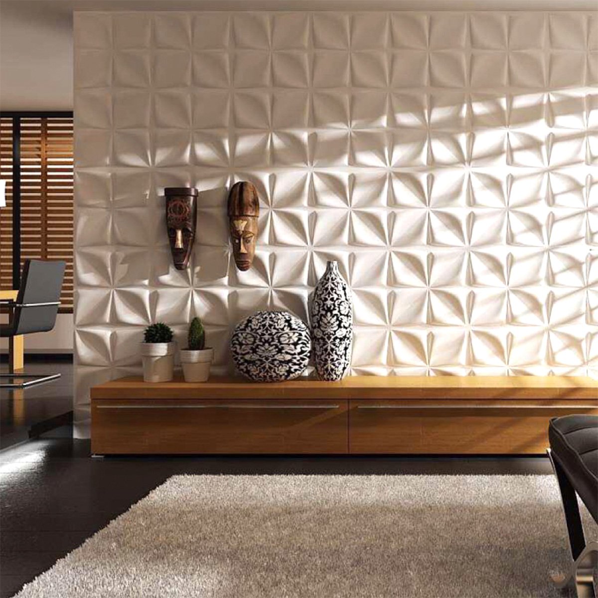 Panel Decorativo 3D para Muros Flor Blanco 50 X 50 Cm Deco Pvc