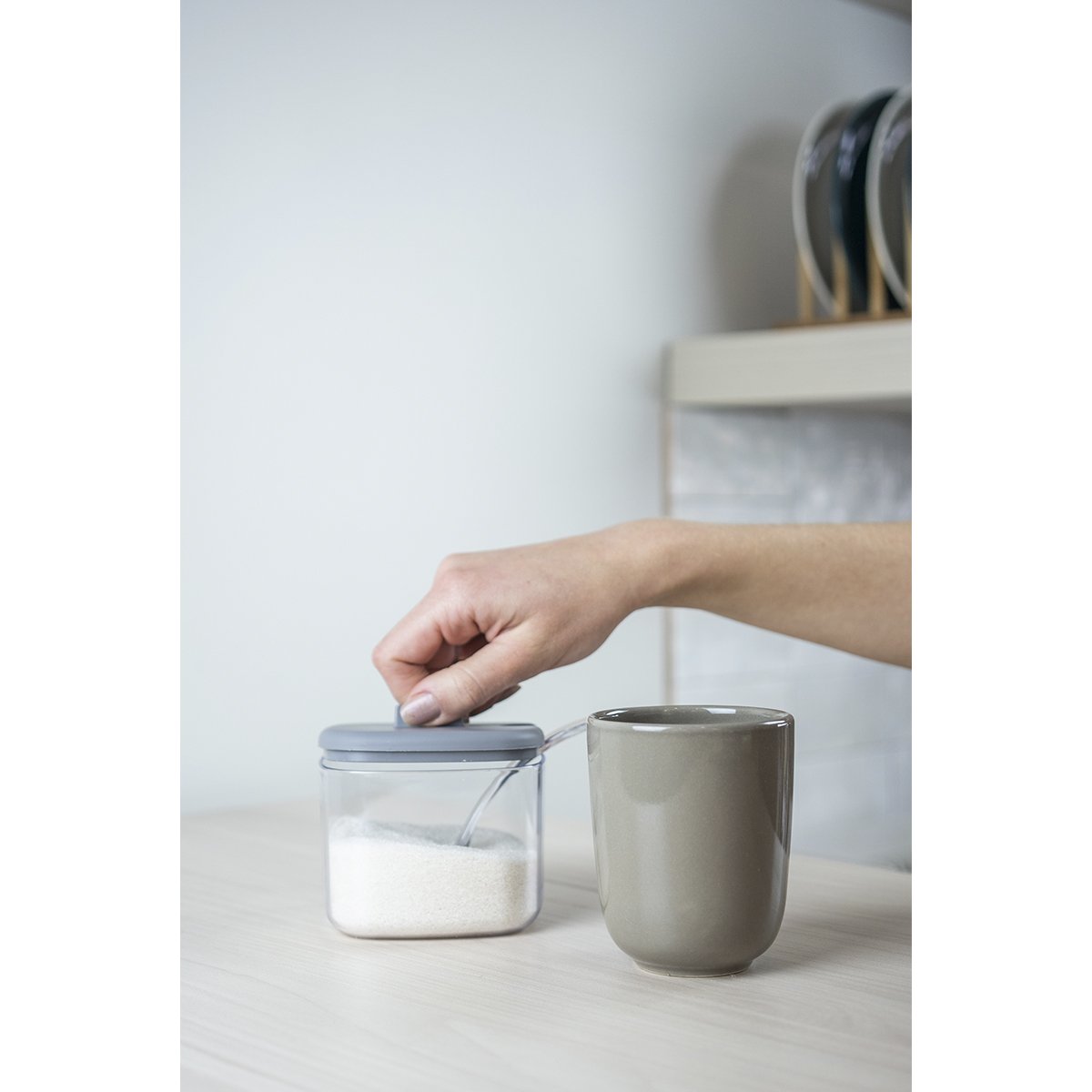 Kcasa - Salero y azucarero cocina blanco minimalista ceramica con
