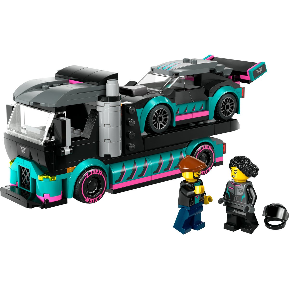 Lego Coche de Carreras y Camión de Transporte