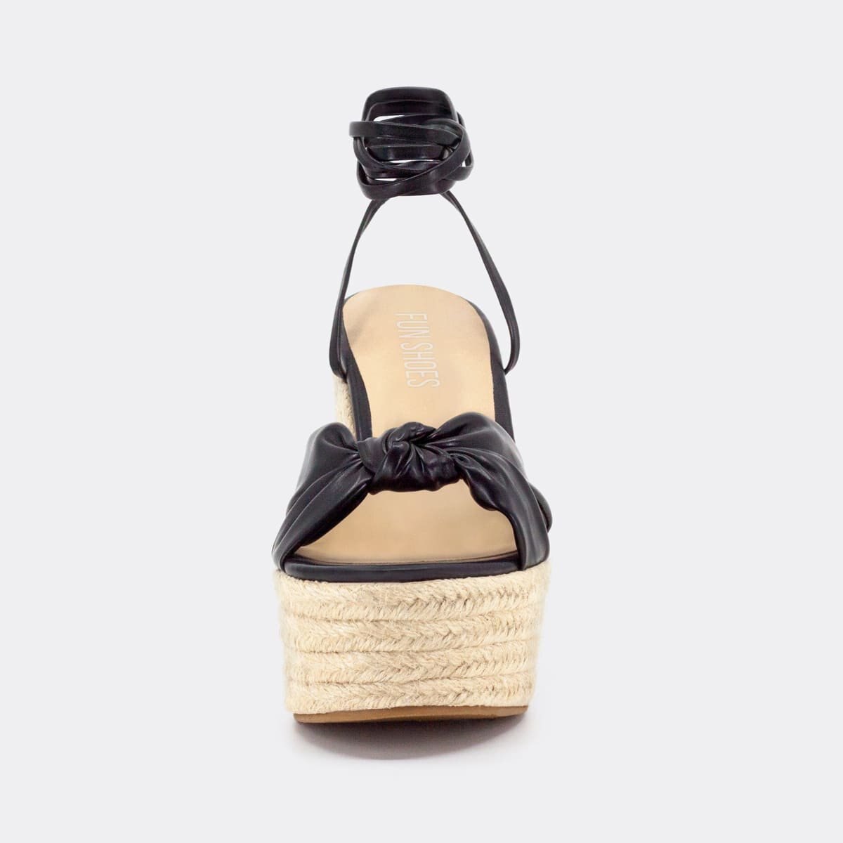 Sandalia con Cuña Y Yute Negra Fun Shoes para Mujer