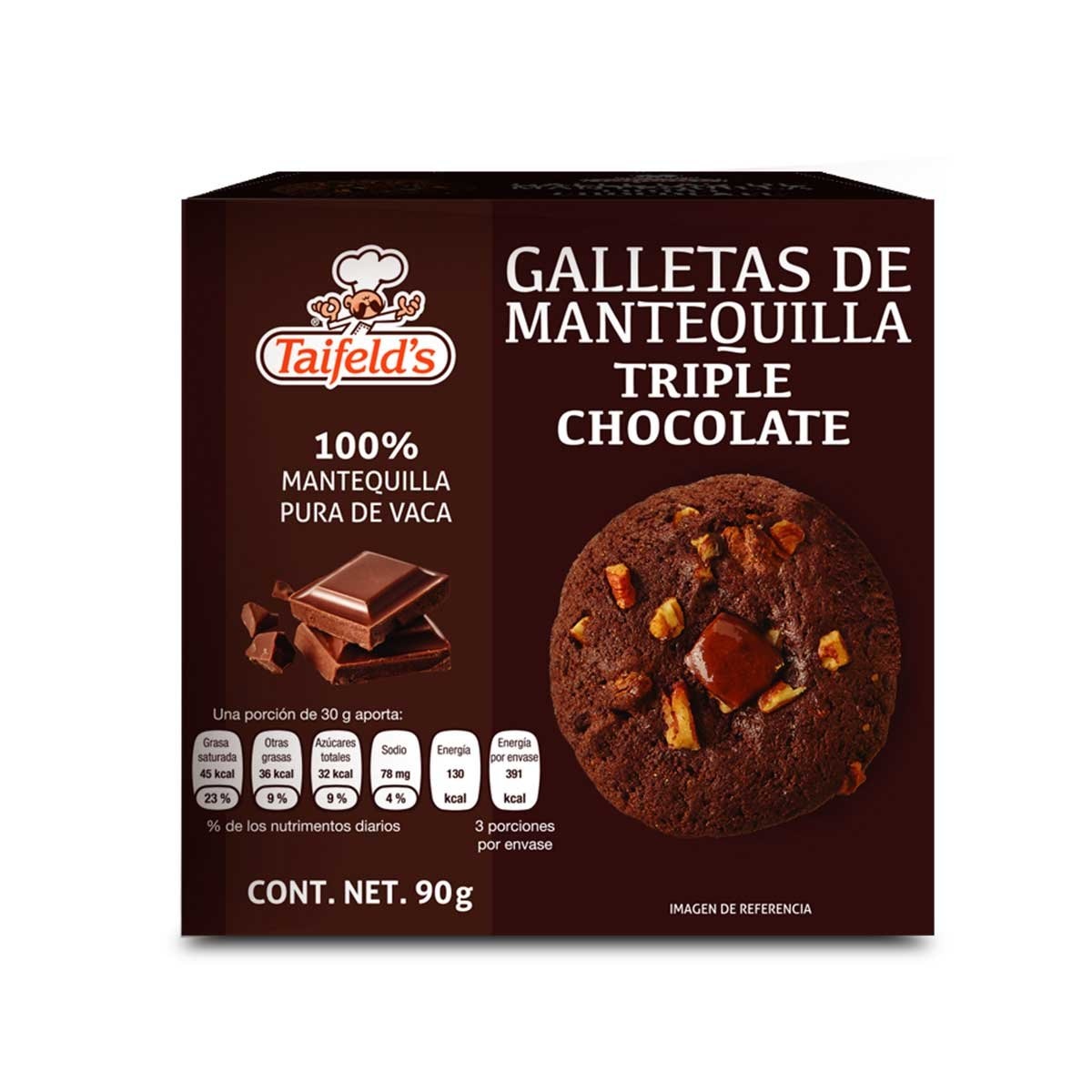 Galletas de Mantequilla Triple Chocolate 90  G Taifelds