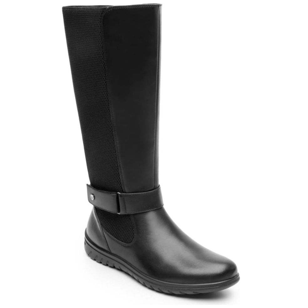 Bota Alta con Cinturon Ajustable Negra Flexi