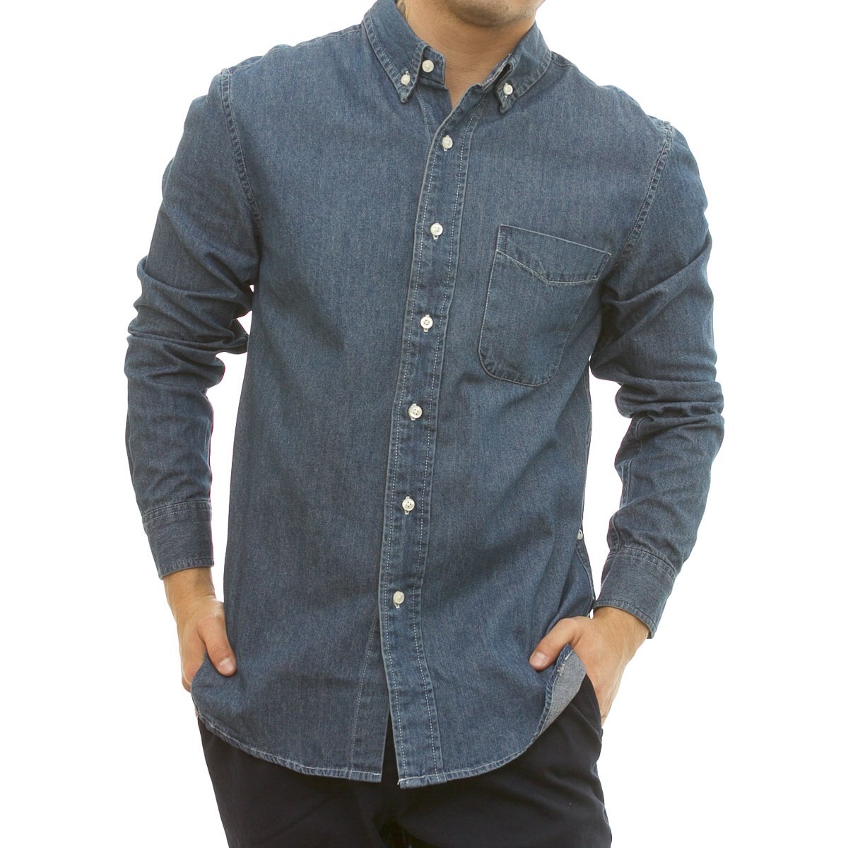 Camisa Casual Manga Larga de Mezclilla para Hombre