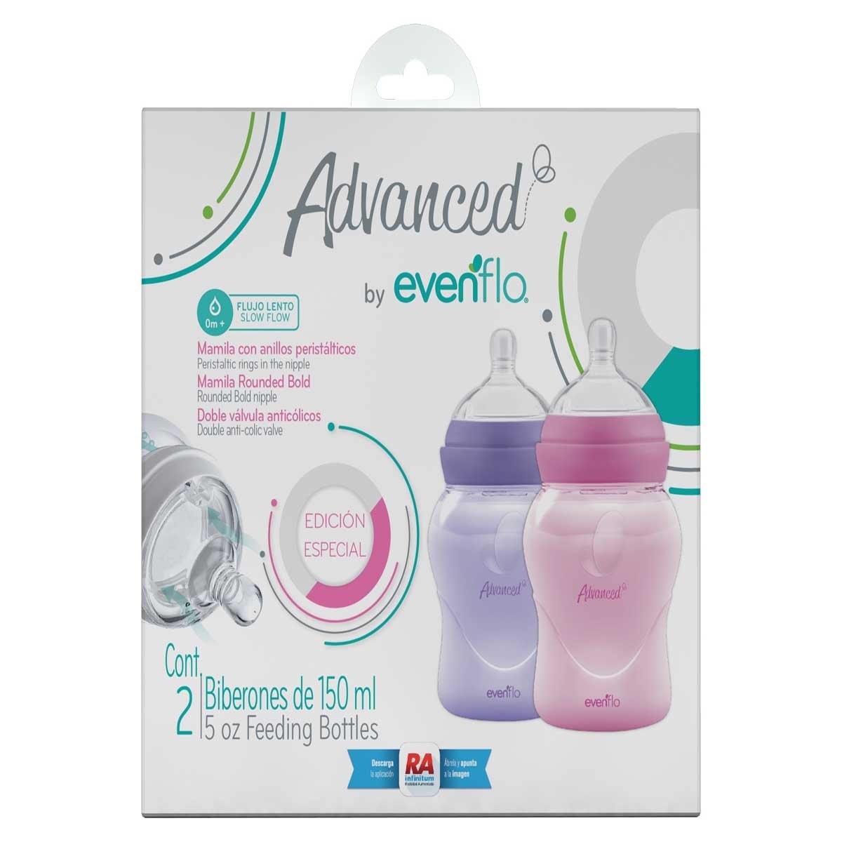 Set de 2 Biberones Advanced 5Oz para Niña Evenflo