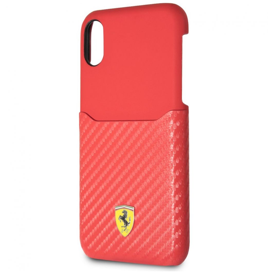 Funda para Iphone Xs Fibra de Carbón Roja Ferrari