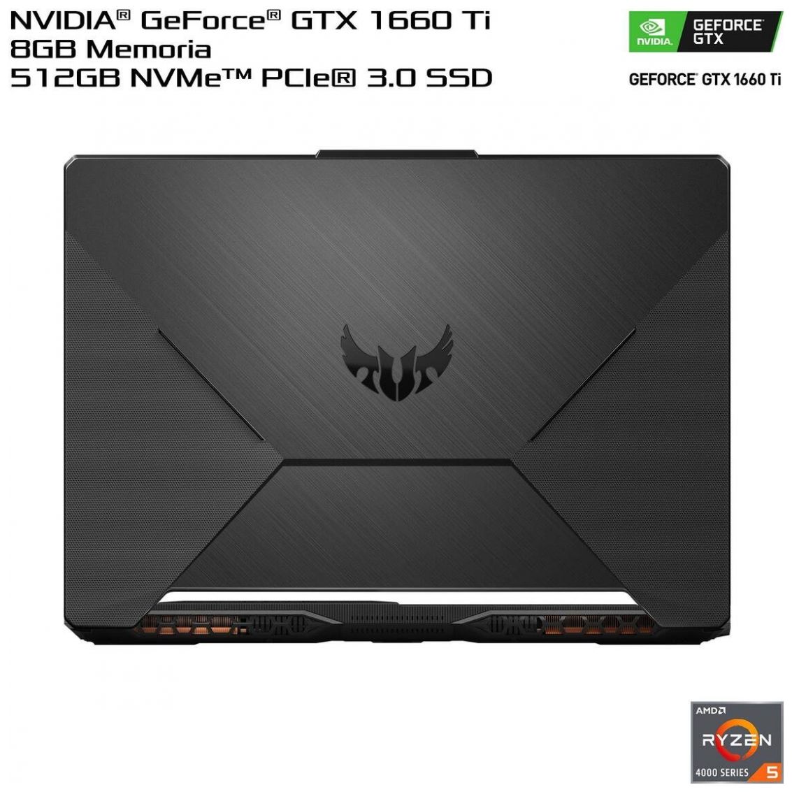 Laptop Gamer Tuf Asus 15.6&quot; Fa506Iu R5 4Th 8G 512Ssd 1660Ti Negro