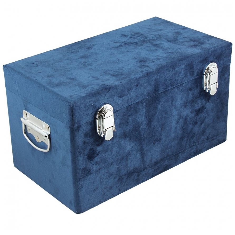 Home Nature Caja Rectangular de Almacenamiento de Terciopelo Azul 36*20*20 Cm