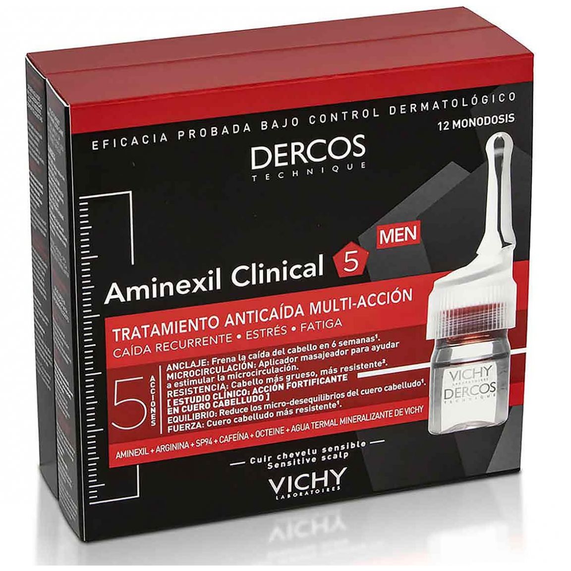 Dercos Aminexil Clinical 5 Hombre Anti-Caída 12 Ampolletas Vichy