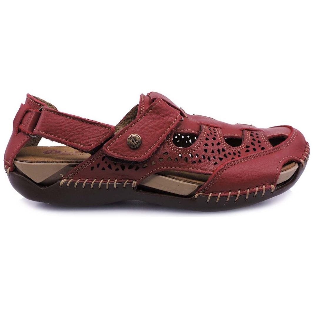 Sandalia Roja de Confort con Velcro Lobo Solo