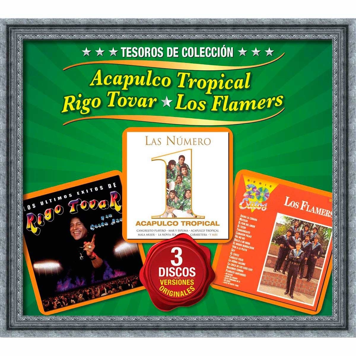 3 Cd´s Tesoros de Colección Acapulco Tropical, Rigo Tovar, los Flamers