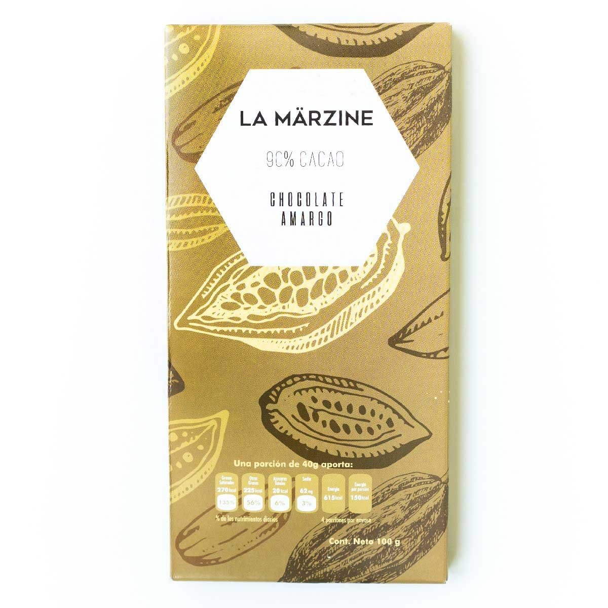Chocolate 90 % Cacao Linea la Marzine 100 Grs Choc  & Latte