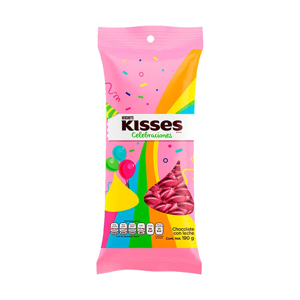 Chocolate Kisses Color Rosa 190G Hersheys