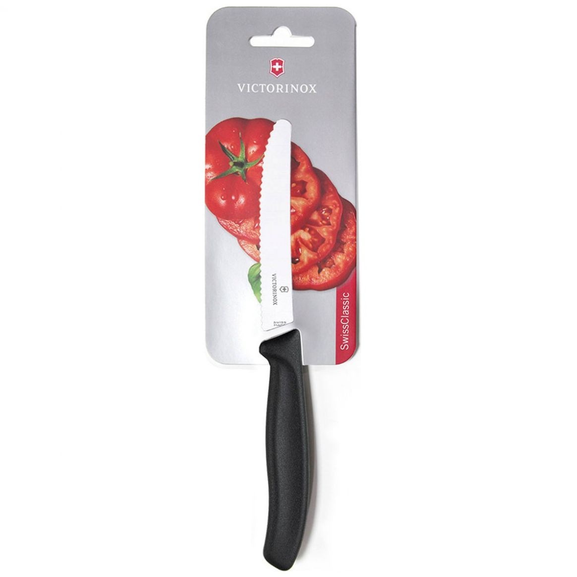 Cuchillo Negro para Tomate Swiss Class Dentado de 11 Cm Blister Victorinox
