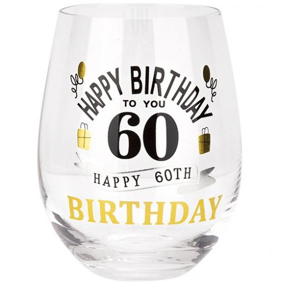 Copa Vino Sin Tallo Happy 60Th Birthday Vidrio Negro Sears Mexico