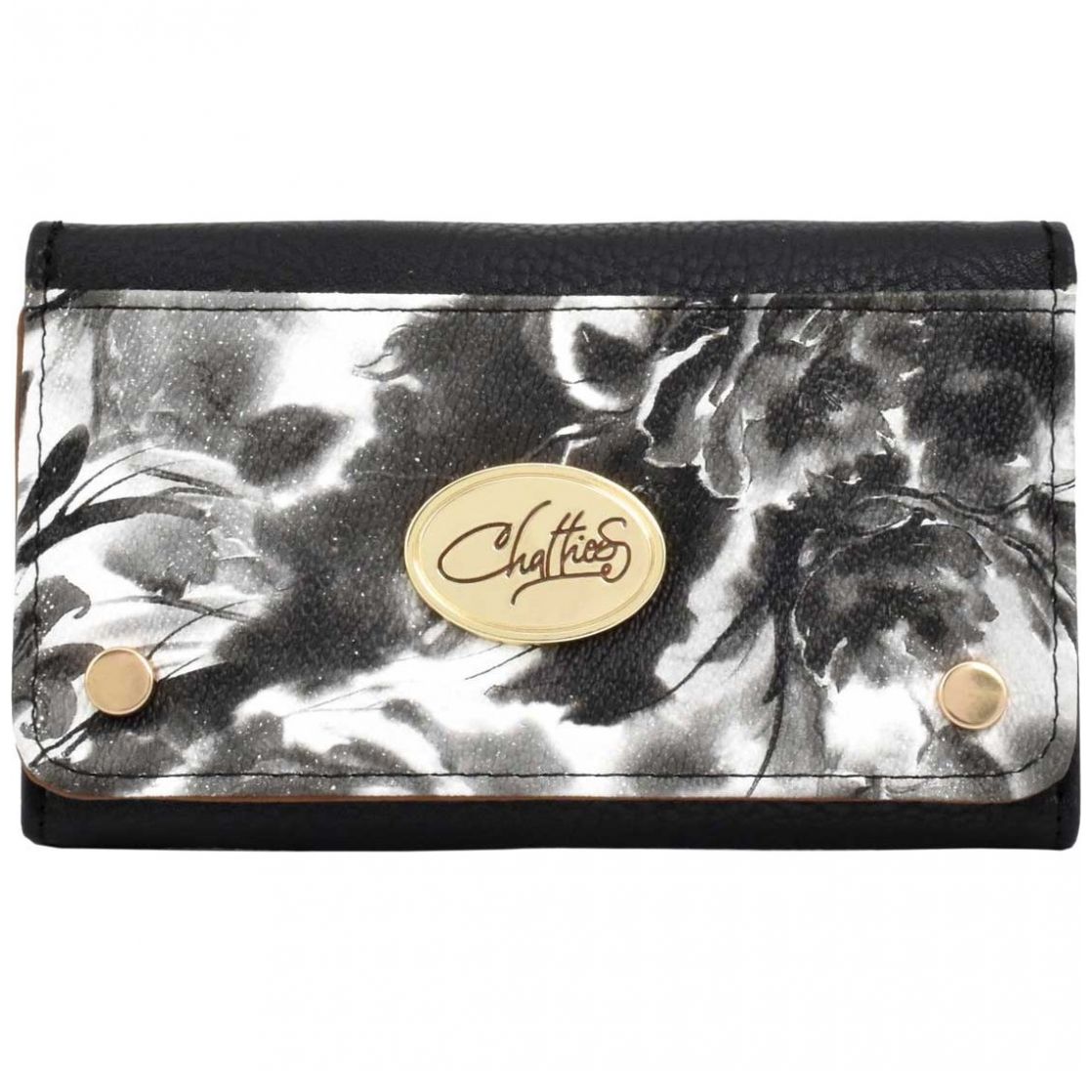 Monedero Hibrido Chatties Negro con Estampado Floral