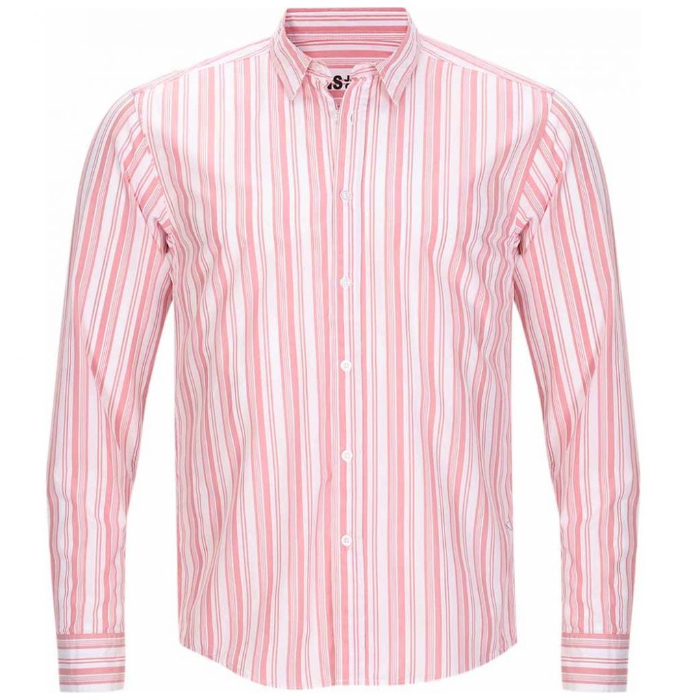 Camisa Manga Larga Rosa a Rayas para Hombre Jeanious Modelo Elo S1621J