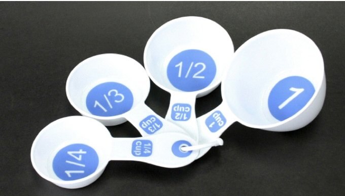 Tazas para Medir - 4 Pzs. - Blancas con Azul