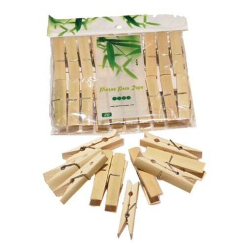 Paquete de Pinzas 20 Pz Bambú Godex