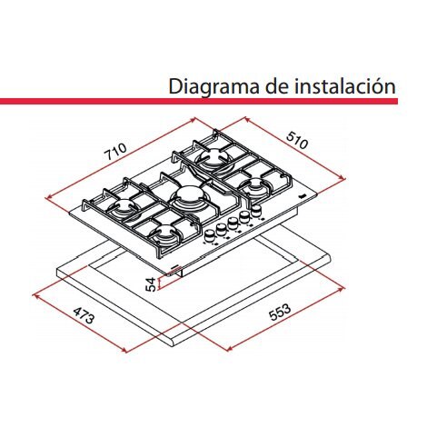 Parrilla de Empotre Teka Mexicana 70Cm Cristal Vitrocerámico
