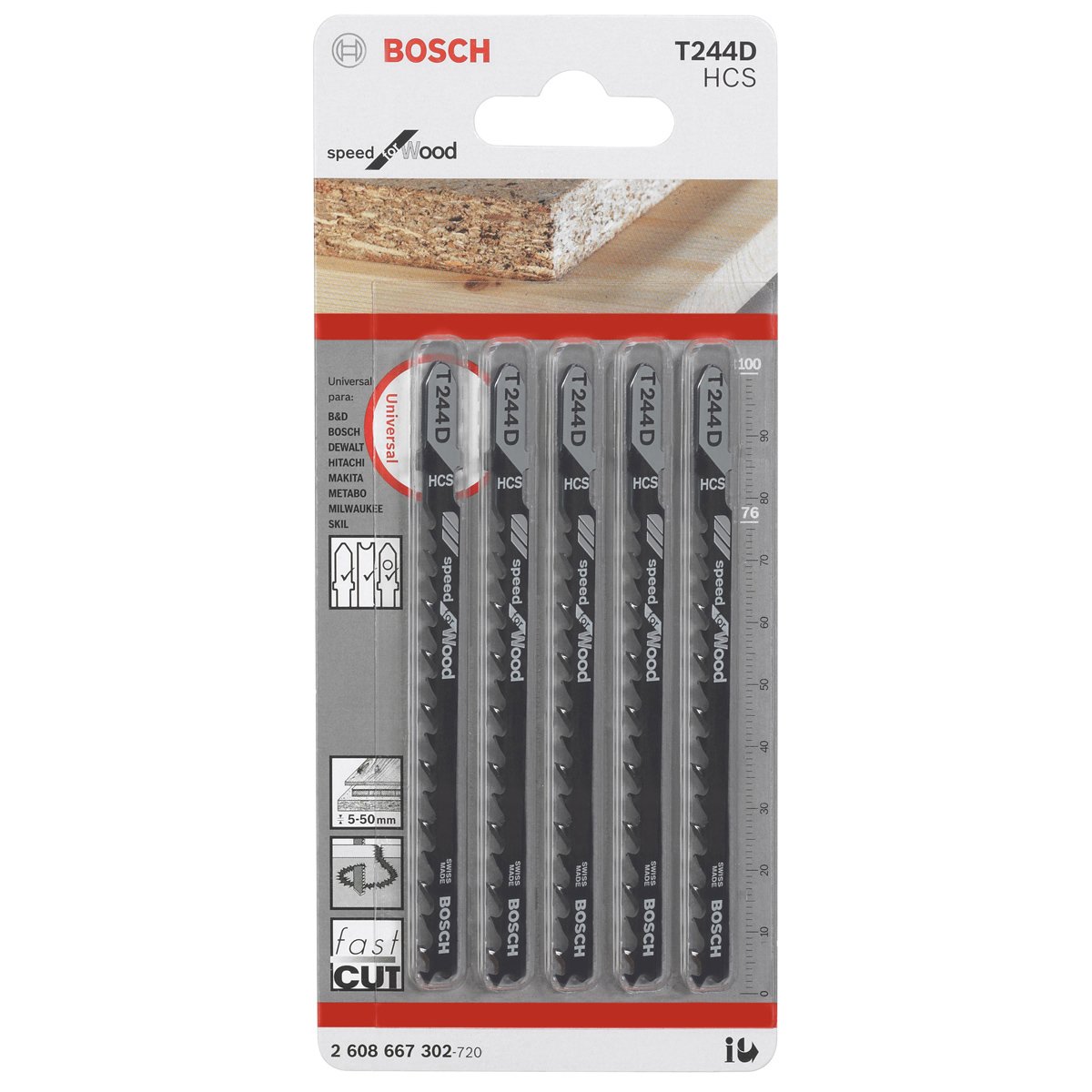 5 Seguetas P/madera Curva/ Rápidos 58 Bosch