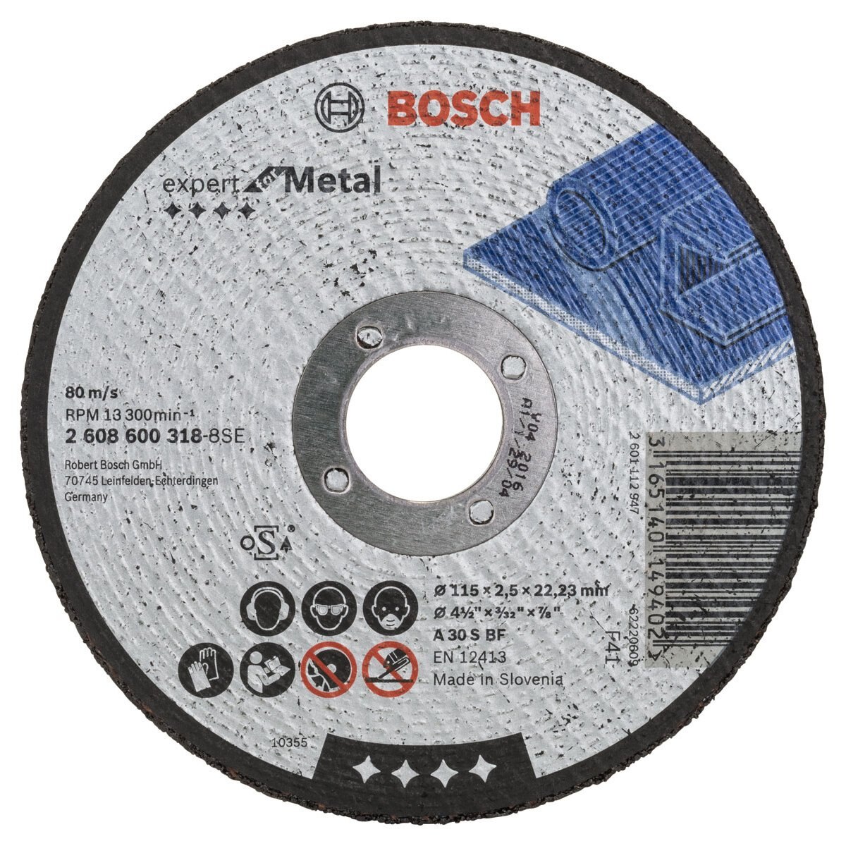 Disco Corte Metal 4 1/2" X 1/8" X 7/8" Bosch