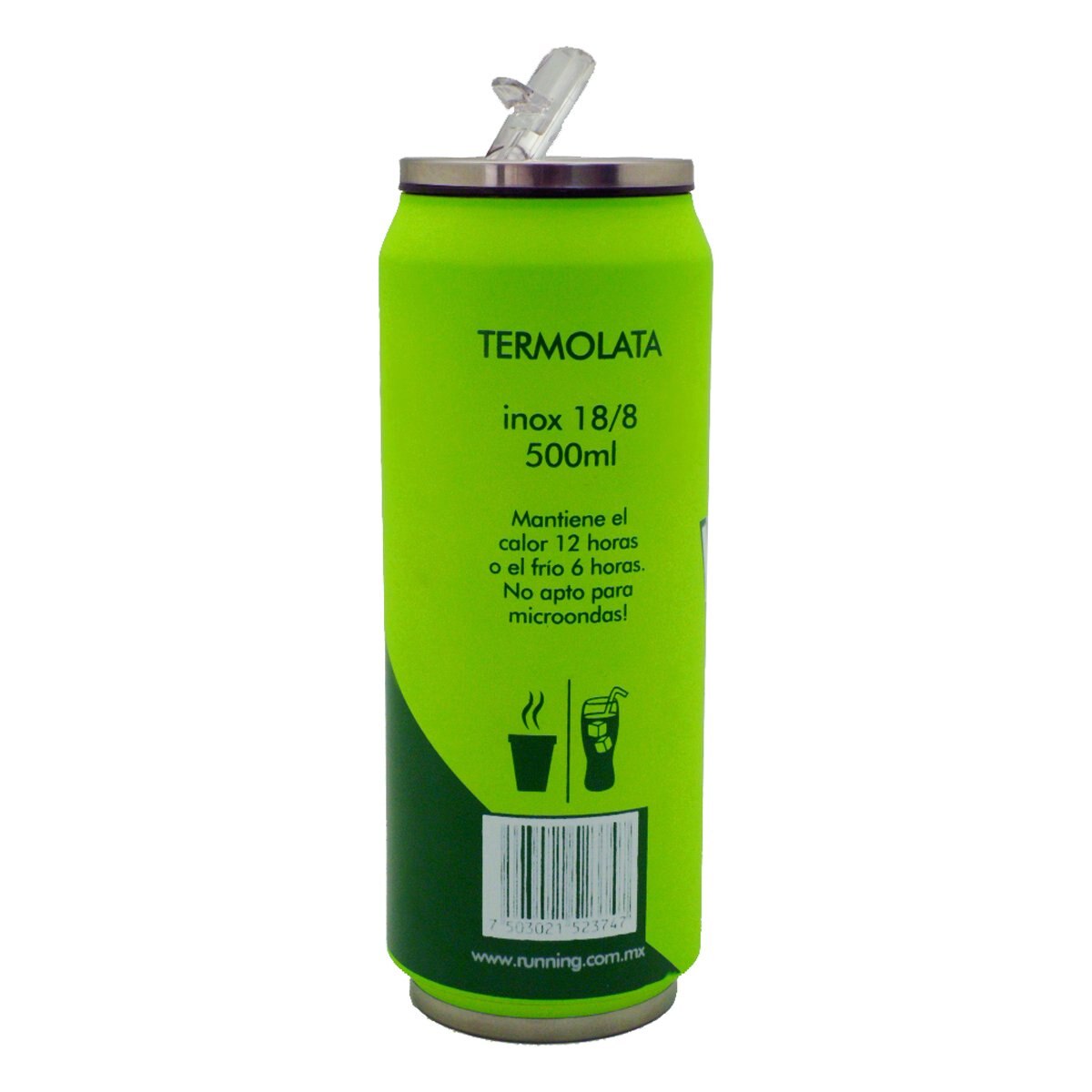 Vaso Lata Térmico Acero Inox Verde Neón 500 Ml