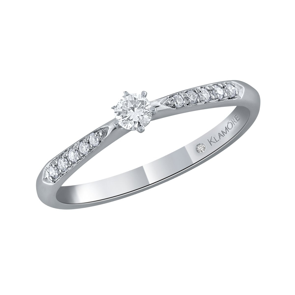 Anillo Solitario Cath Oro Blanco 14 K Klamore