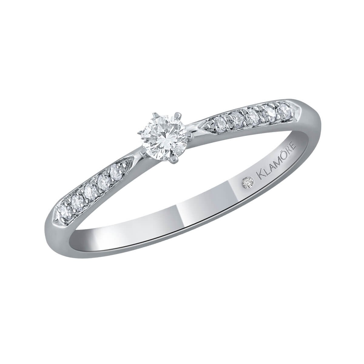 Anillo Solitario Cath Oro Blanco 14 K Klamore