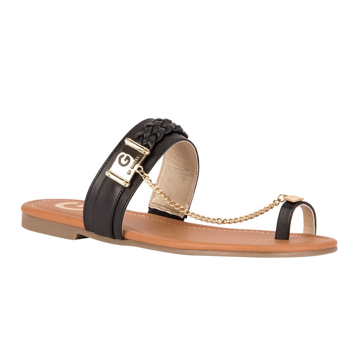 Sandalia Negra con Cadena G By Guess