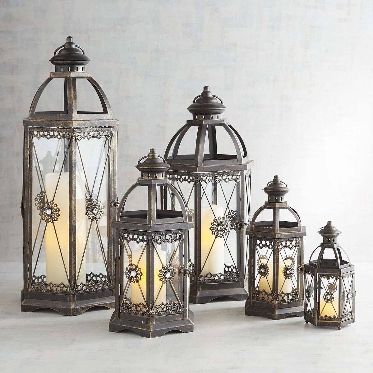 Linterna Jeweled Hexagon Black Pier 1 Imports - Mini