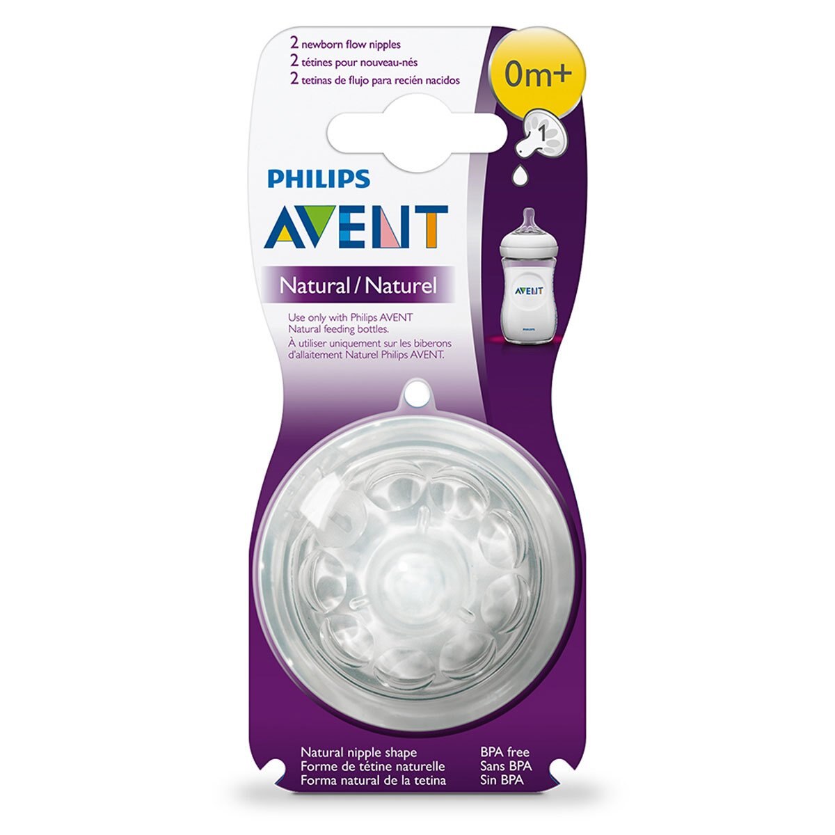 Tetina Natural 0 Meses o Ms con Flujo Rápido Philips Avent