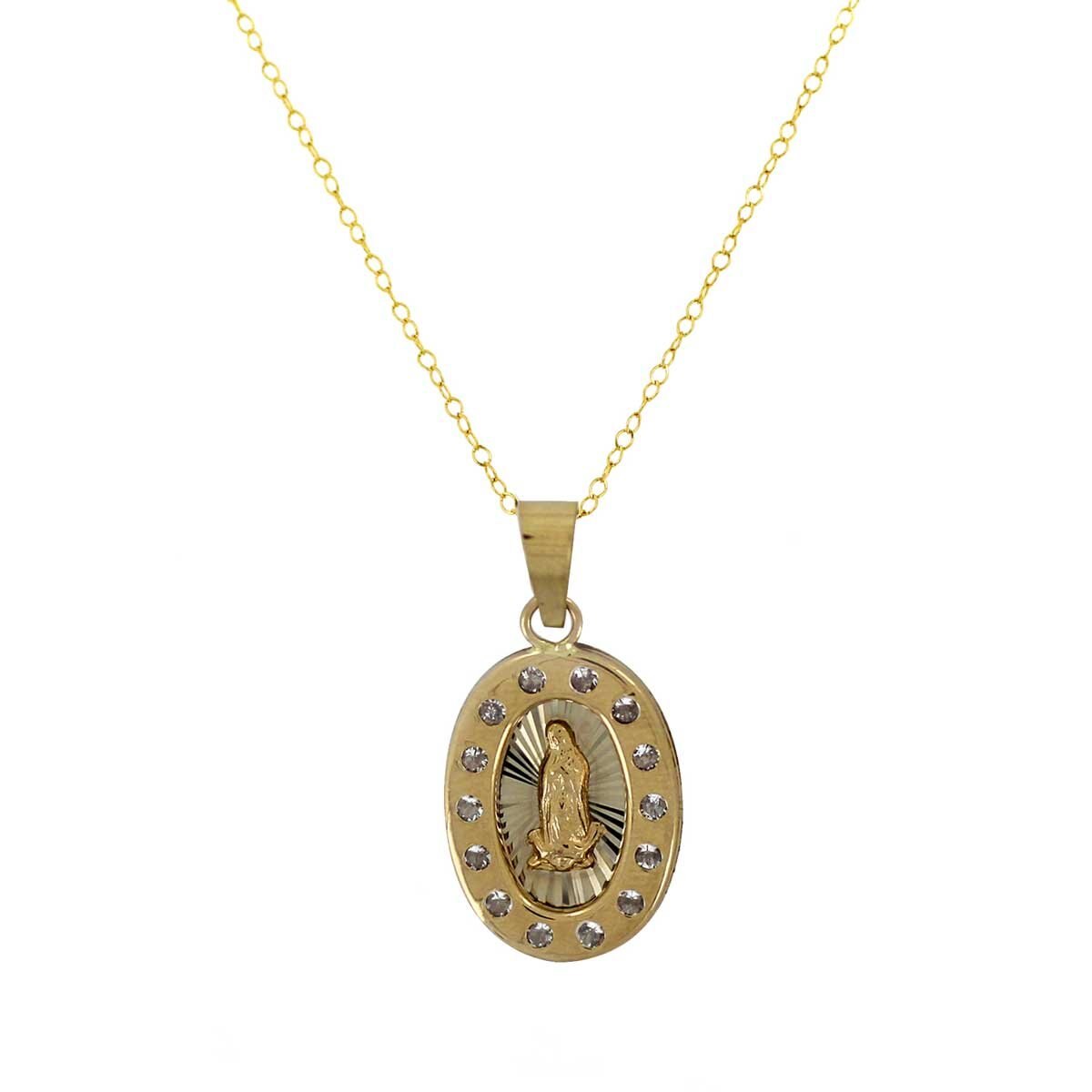 Cadena con Medalla Ovalada Virgen de Guadalupe de 14 K Villalpando