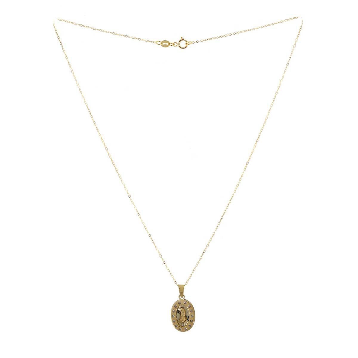 Cadena con Medalla Ovalada Virgen de Guadalupe de 14 K Villalpando