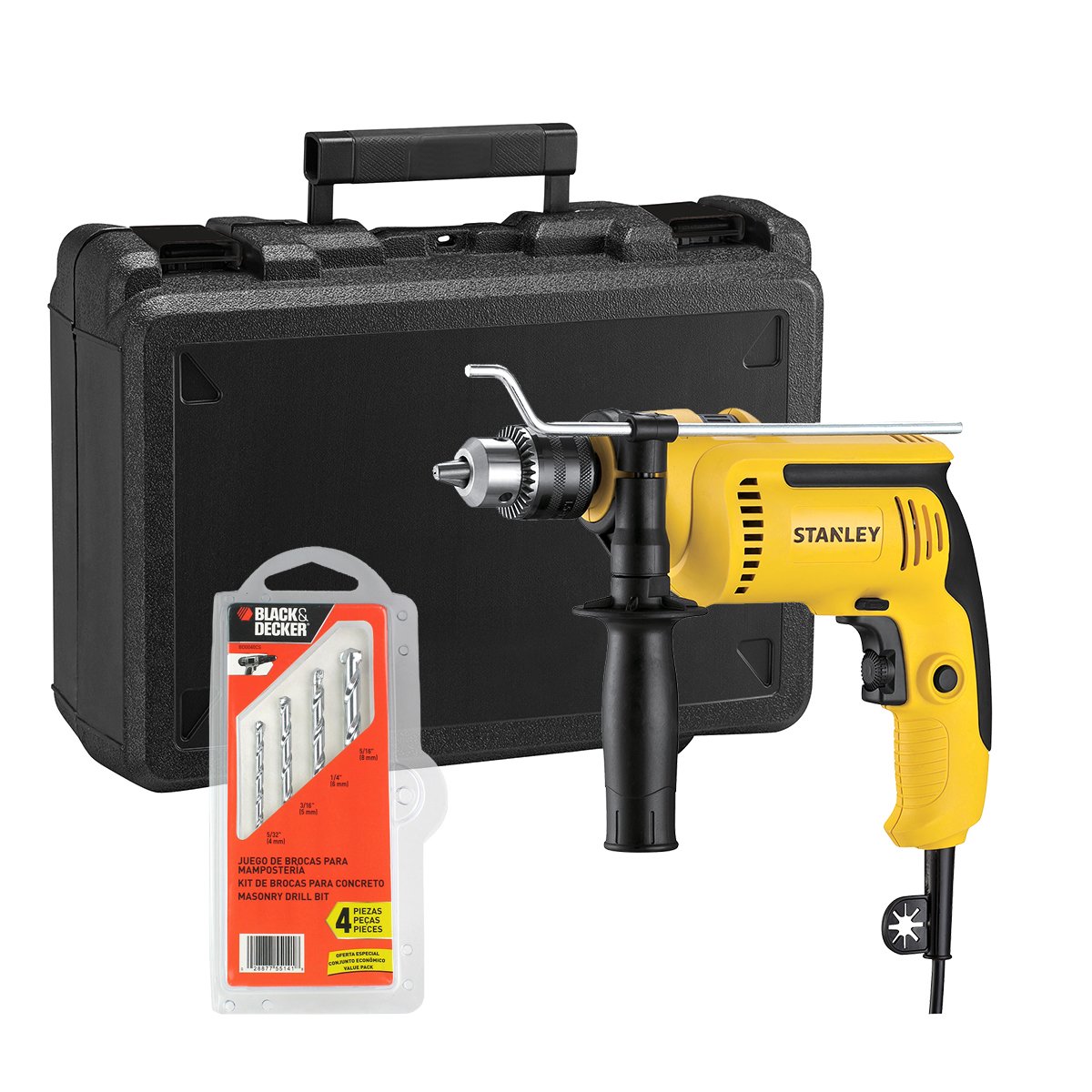 Stanley Rotomartillo 1/2 Pulg 700W Vvr + 4 Brocas + Caja Plástica