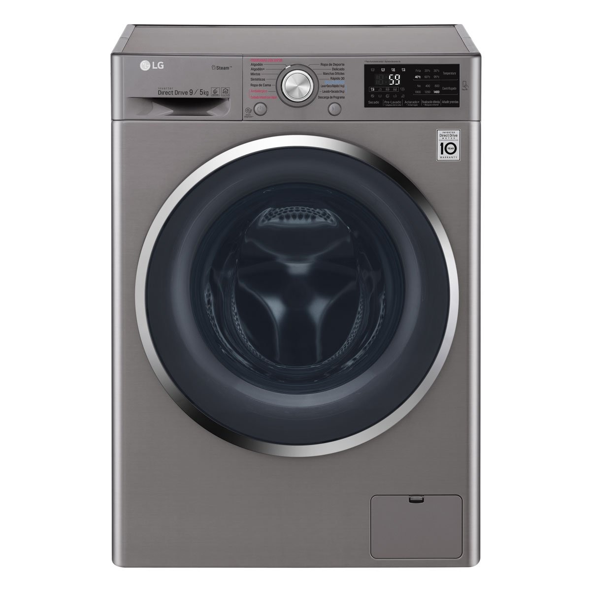 Lavasecadora Frontal 10K Sec 6K Wd10Sb6 Steel Lg