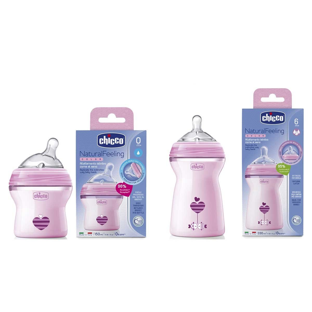 Biberón Niña 6M+330Ml Pink Chicco