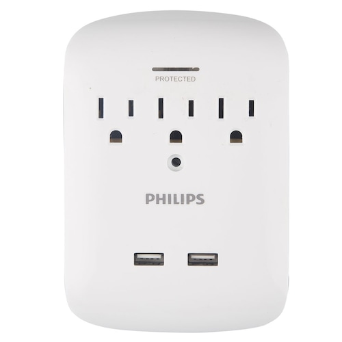 Supresor Pared Philips Sp600J 3Ac+ 2 Usb