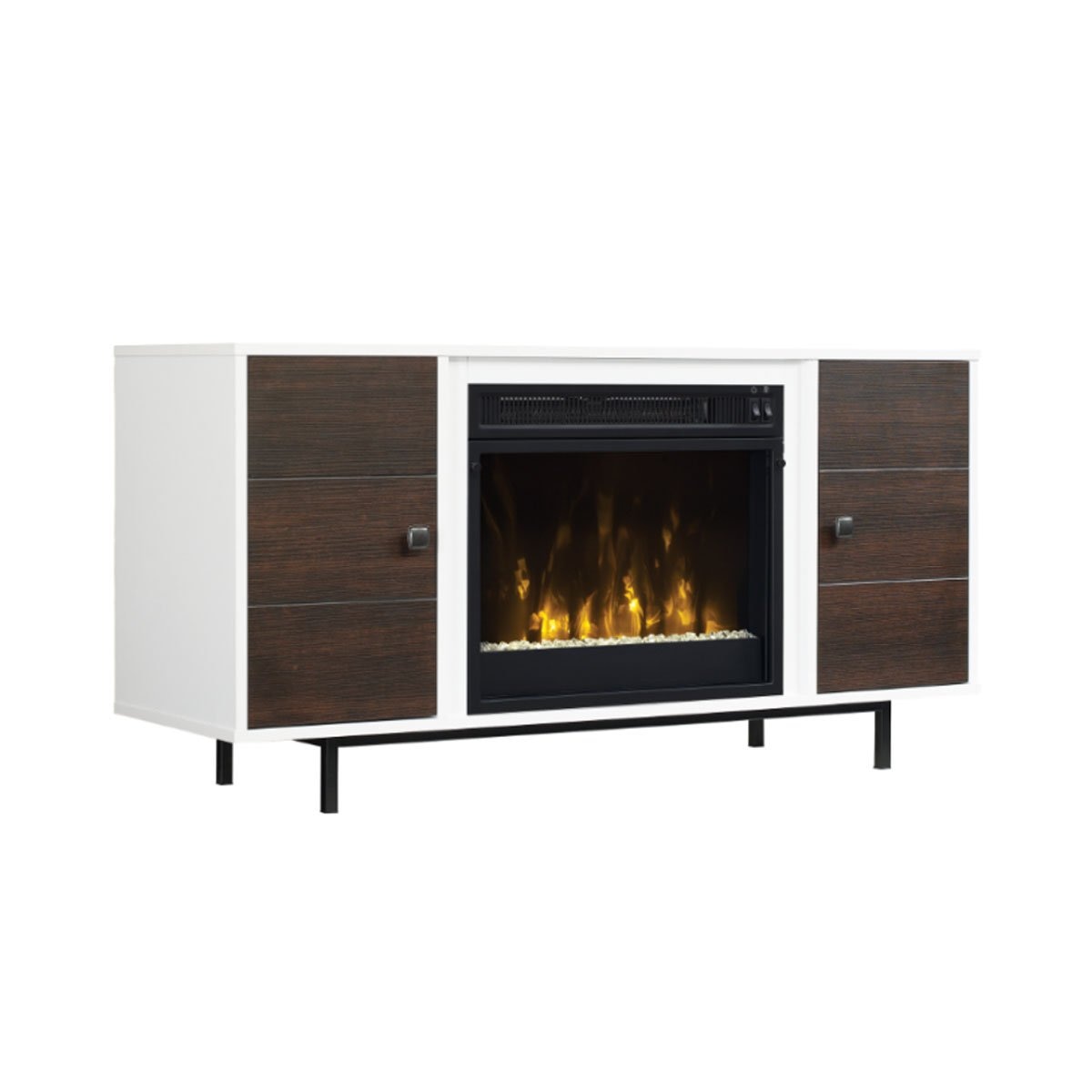 Mueble de tv con chimenea en acabado blanco twinstar - Sears