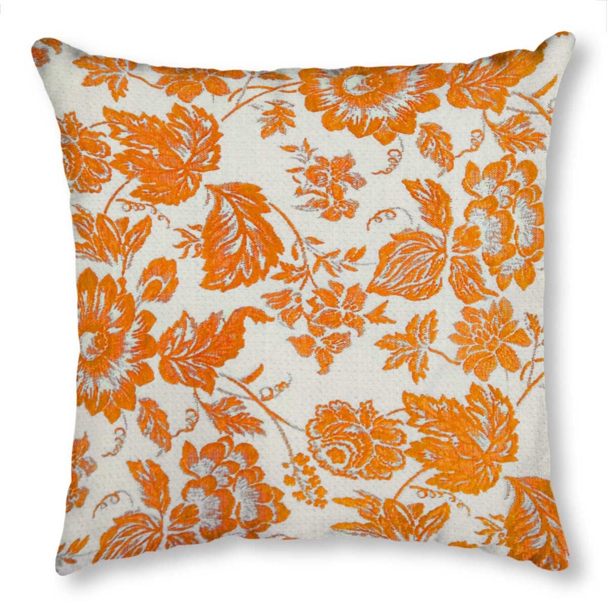 Home Nature Cojin Decorativo Jacquard Flor Naranja