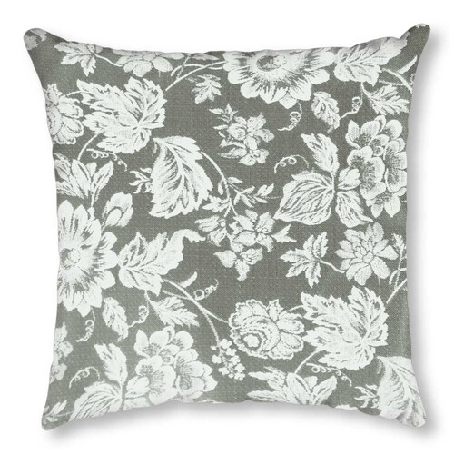 Home Nature Cojin Decorativo Jacquard Flor Blanca y Gris