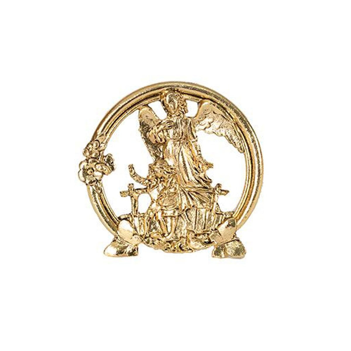 Medallón Angel de la Guarda con Pedestal Dorado Jorvina